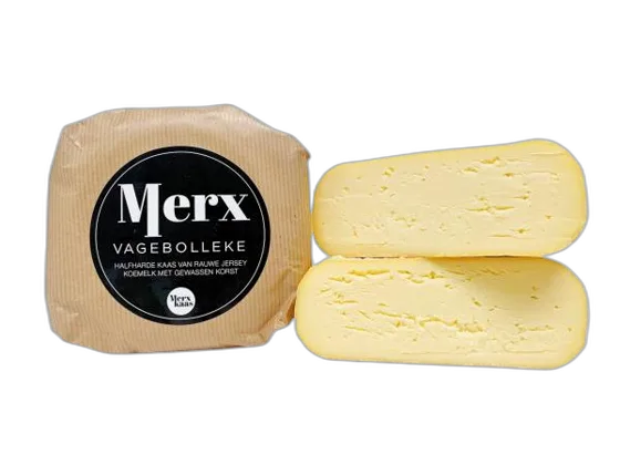 Merx Vagebolleke — gewassen-korstkaas uit Meetjesland, Oost-Vlaanderen (Lotenhulle, Aalter)