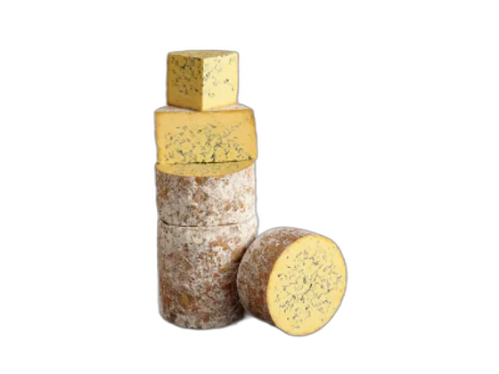Shropshire Blue — blauwe kaas uit Vale of Belvoir (Nottinghamshire/Leicestershire)